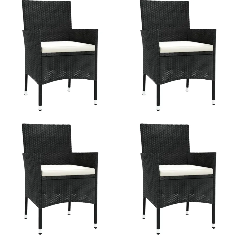 vidaXL 5-delige Bistroset met kussens poly rattan zwart, foto 4