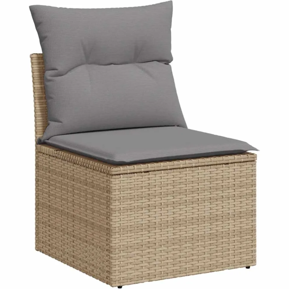 vidaXL 7-delige Loungeset met kussens poly rattan acacia beige