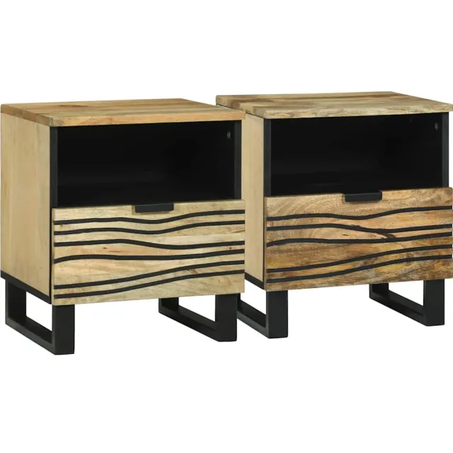 vidaXL Nachtkastje 2 st Naturel 40 x 33 x 46 cm Bewerkt hout Bruin