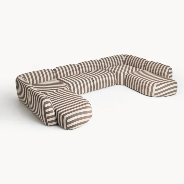 Westwing Collection XL modulaire gestreepte bank Wolke Bruin