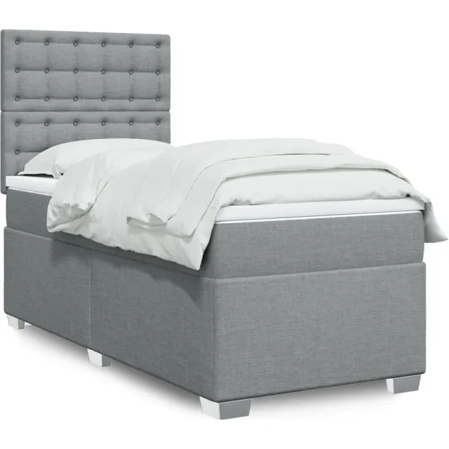 vidaXL Boxspring met matras stof lichtgrijs 90x190 cm grijs