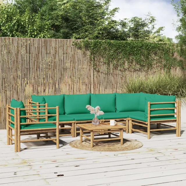 vidaXL 7-delige Loungeset met kussens bamboe groen, foto 2