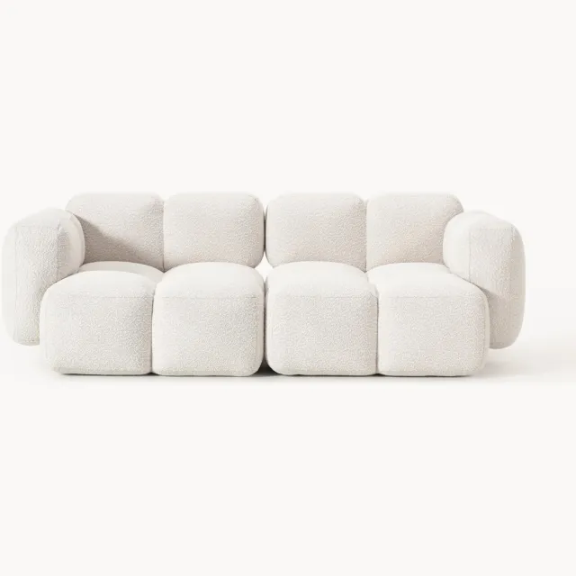 Westwing Collection Modulaire bank Tayla (2-zits) van bouclé Wit
