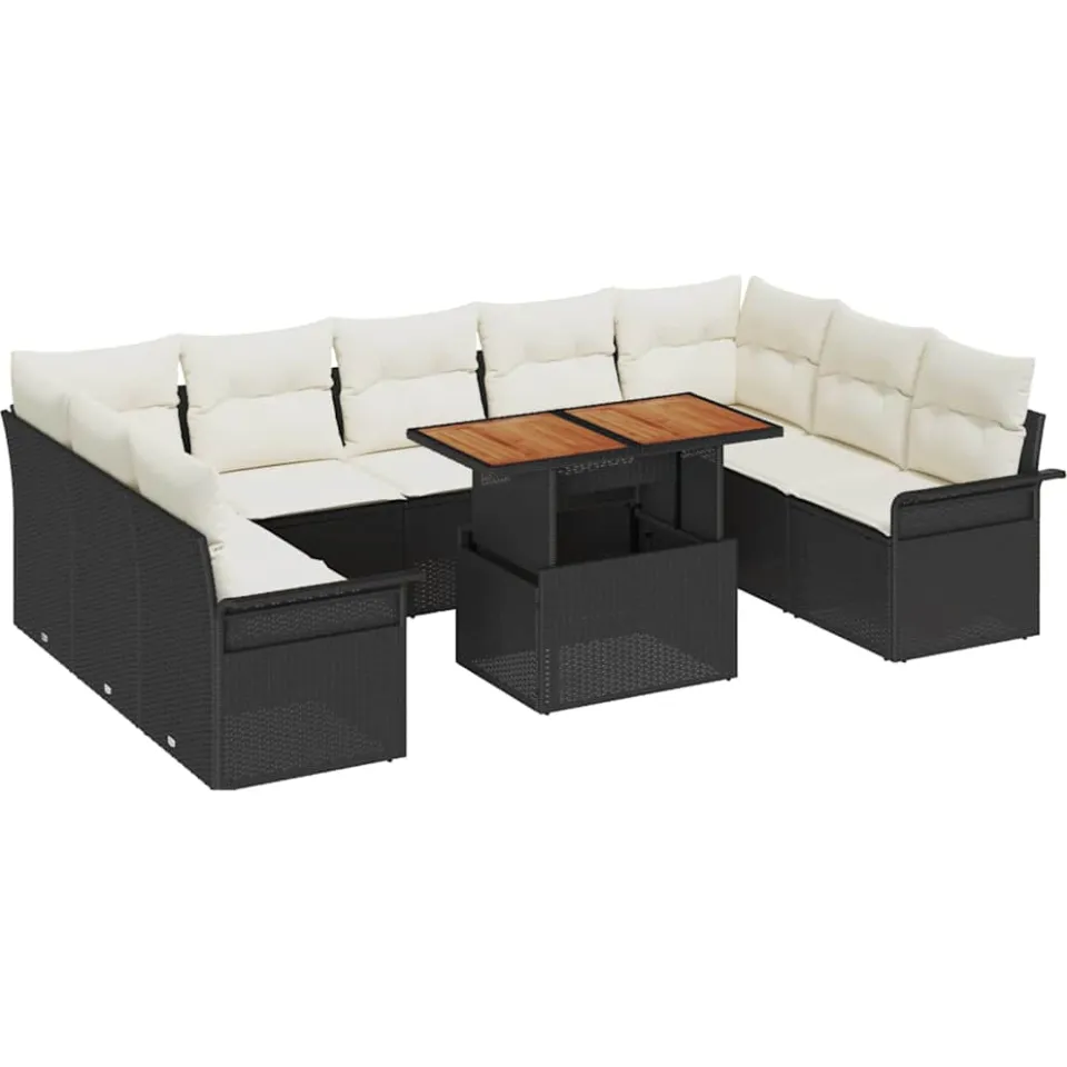 vidaXL Tuin Sofa Set 10 st Zwart Poly riet