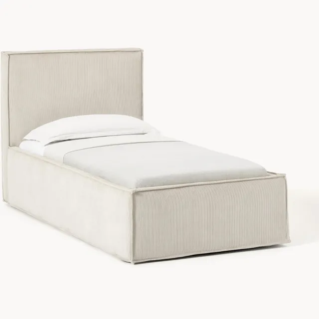 Westwing Collection Corduroy eenpersoonsbed Dream met opbergruimte beige
