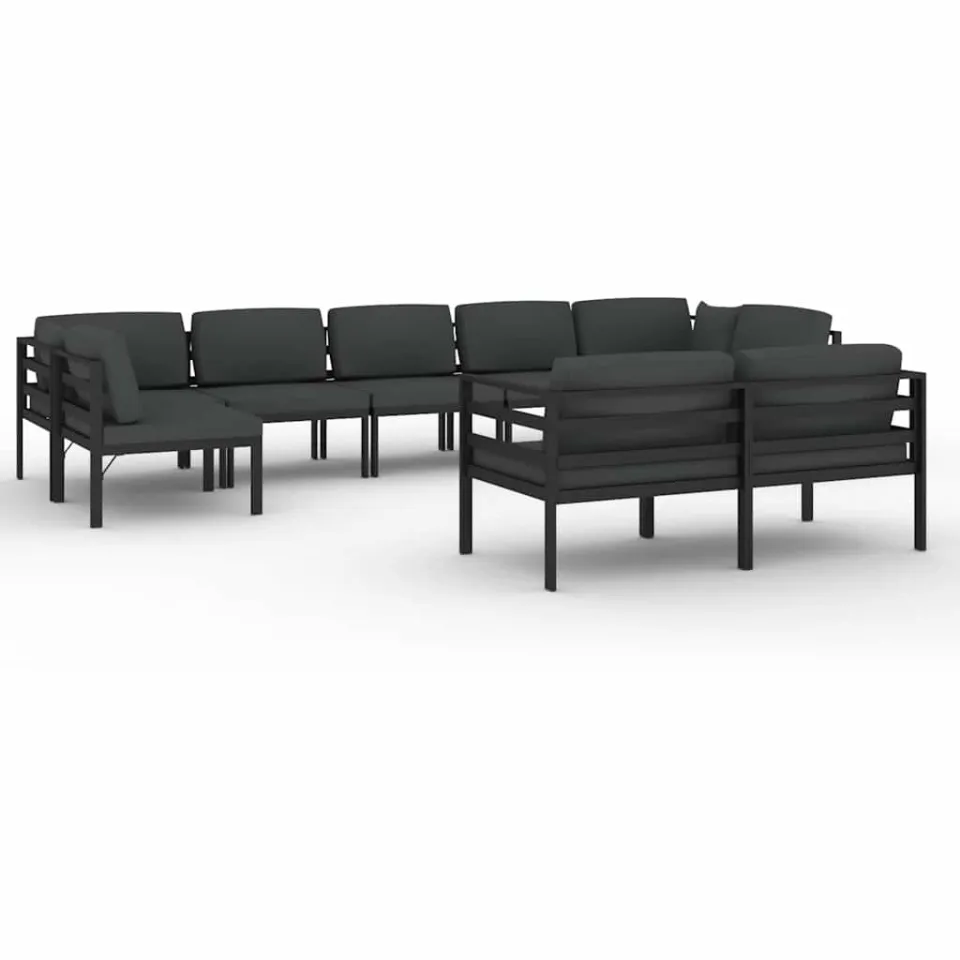 vidaXL 9-delige Loungeset met kussens aluminium antracietkleurig