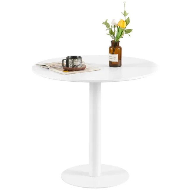 EGGREE Ronde eettafel - Ronde bistrotafel - Keukentafel - Klein eenvoudige kleine tafel voor keuken - Eetkamer en woonkamer - Ronde tafel 80 cm - Tweedelig bureaublad - Wit
