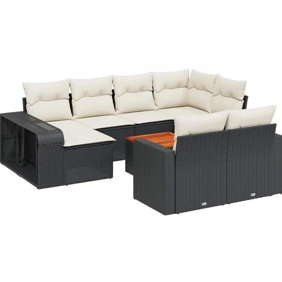 vidaXL 11-delige Loungeset met kussens poly rattan zwart, foto 3