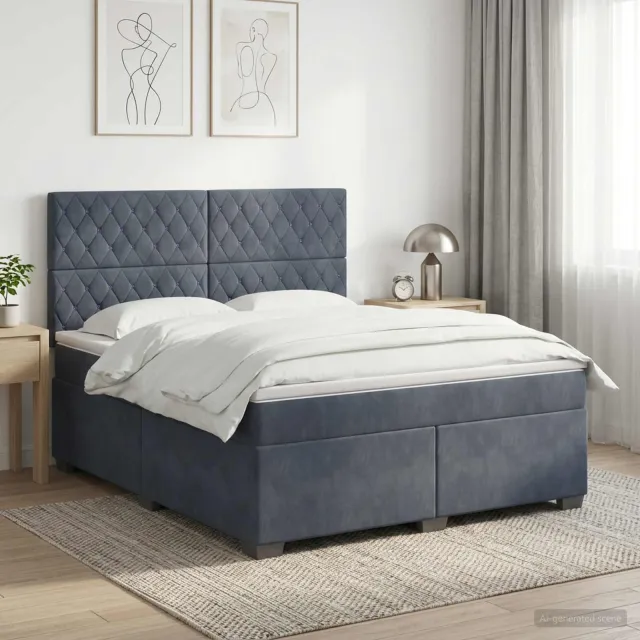 vidaXL Boxspringbed met matras Donkergrijs 160 x 200 cm Fluweel