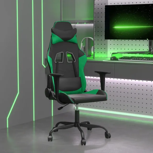vidaXL Massage gamestoel kunstleer zwart en goudkleurig