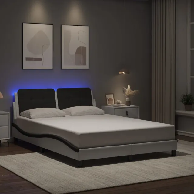 vidaXL Bedframe met LED zonder matras "Zadar" wit en zwart 140x200 cm