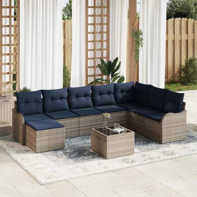 vidaXL Tuin Sofa Set Grijs poly rattan, foto 2