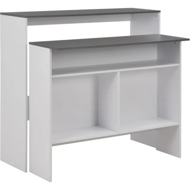 vidaXL Bartafel - met - 2 - tafelbladen - 130x40x120 - cm - wit - en - grijs