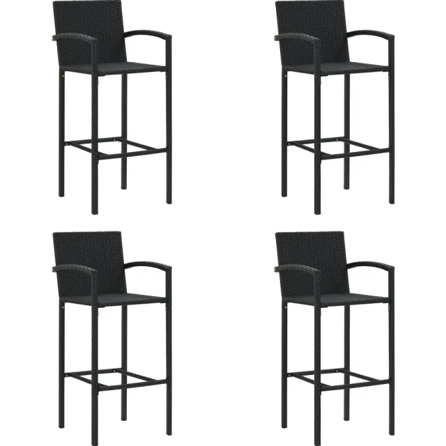 vidaXL Barkrukken 4 st poly rattan zwart