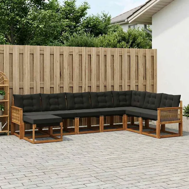 vidaXL Buiten bankenset 8 st 8-zits Naturel en Zwart