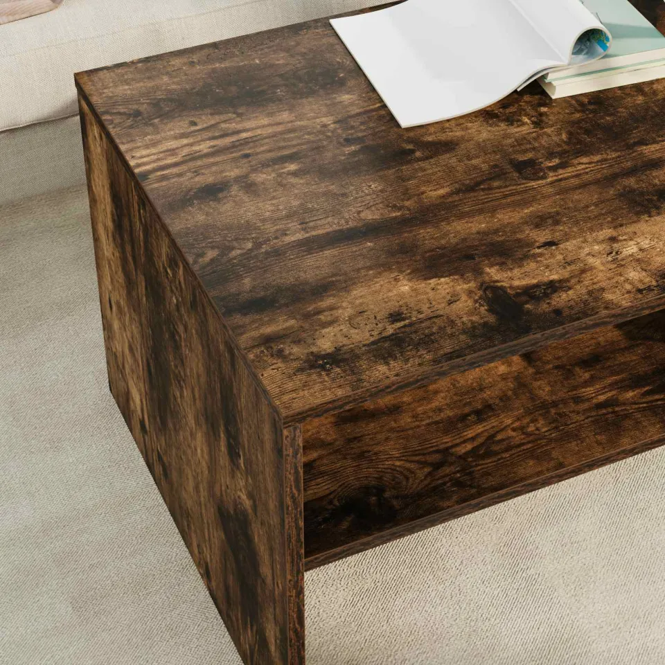 vidaXL Salontafel Gerookt eiken 100 x 50 x 40 cm Bewerkt hout, foto 4