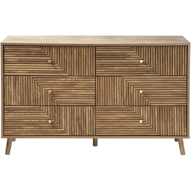 CaliCosy Commode met 6 laden en gelamelleerde fronten, L120 cm - EDEN Houtlook