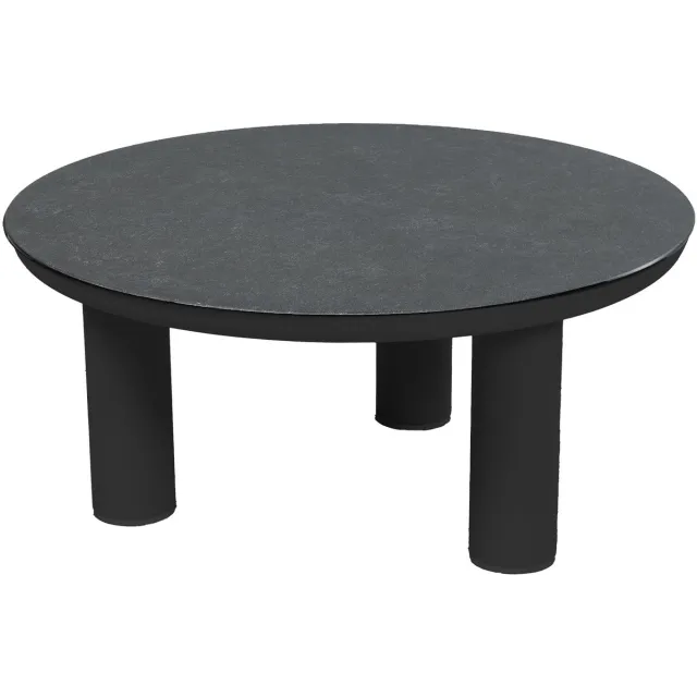 Normin Lounge tuintafel Capri ø80cm | Grey/Matt Black | Keramiek & aluminium Matt Black, Ceramic Brono