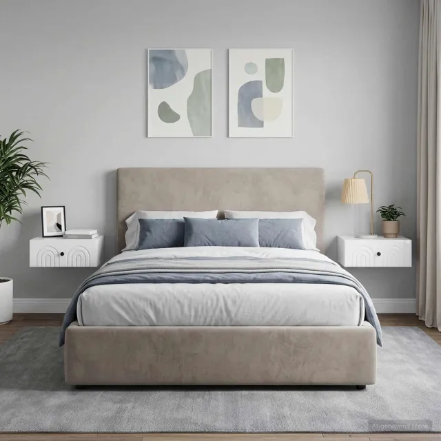 vidaXL Wandbeugel Bedkast 2 st Hoogglans Wit 49 x 34,5 x 20 cm, foto 2