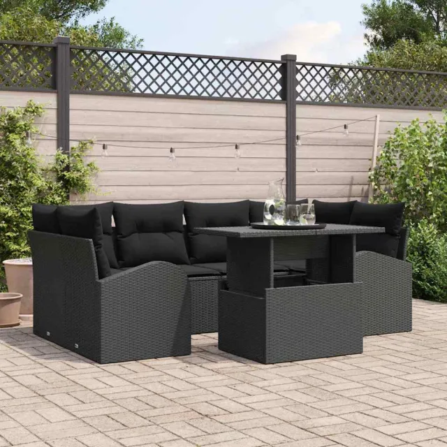 vidaXL Tuin Sofa Set 7 st Zwart poly rattan, foto 2