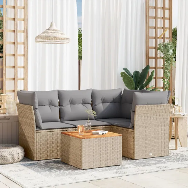 vidaXL Patio Sofa Set 4-zits Mix Beige en Lichtgrijs