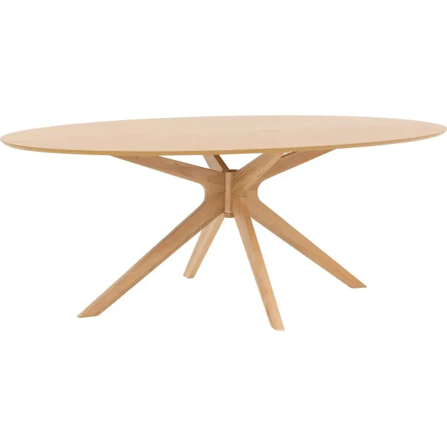 Goossens Eettafel Sanoa - 200 x 74 x 110 - eiken - blank - ovaal - 6 personen eiken gelakt blank