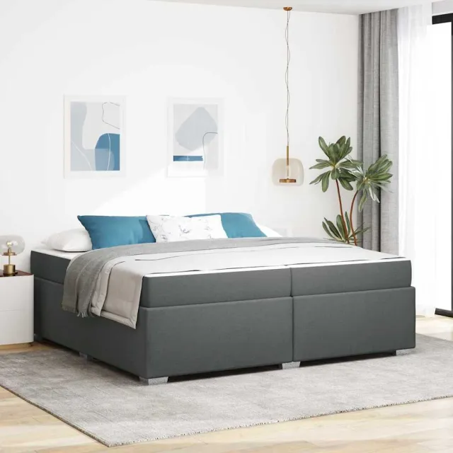 vidaXL Bedframe met matras Donkergrijs 200 x 200 cm Stof