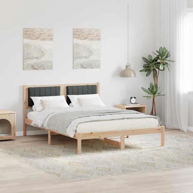 vidaXL Bedframe met Gevoerd Hoofdgedeelte Donkergrijs 135 x 190 cm Bruin