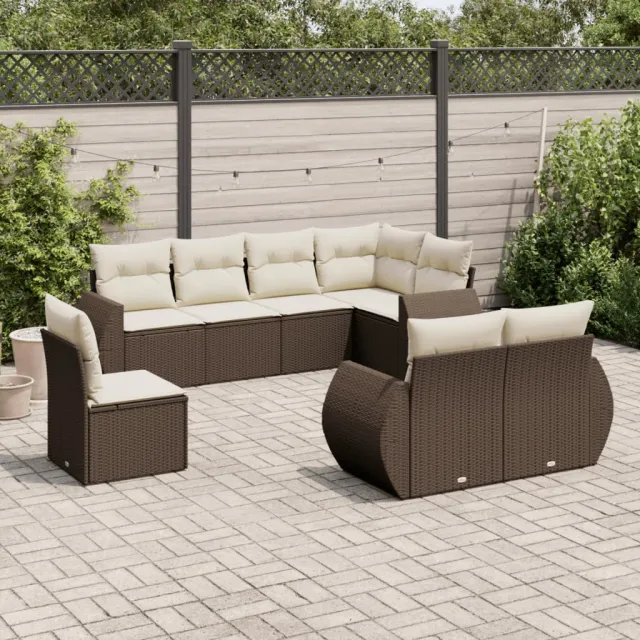 vidaXL 8-delige Loungeset met kussens poly rattan bruin, foto 2