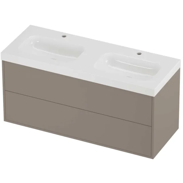 Proline Haga Badmeubelset Polystone Mezza 120x46x58 cm Glans Wit Clay Beige