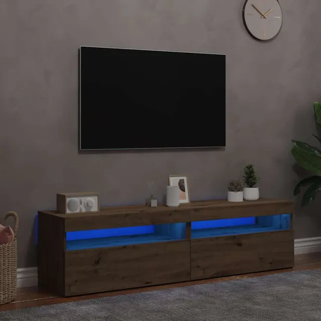 vidaXL Tv-meubels met LED 2 st bewerkt hout artisanaal eiken, foto 2