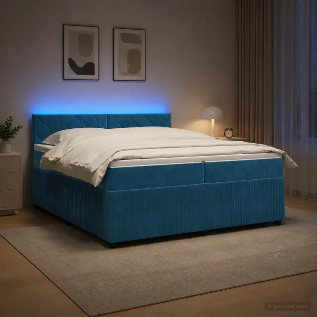 vidaXL Boxspringbed met matras Blauw 200 x 200 cm Fluweel