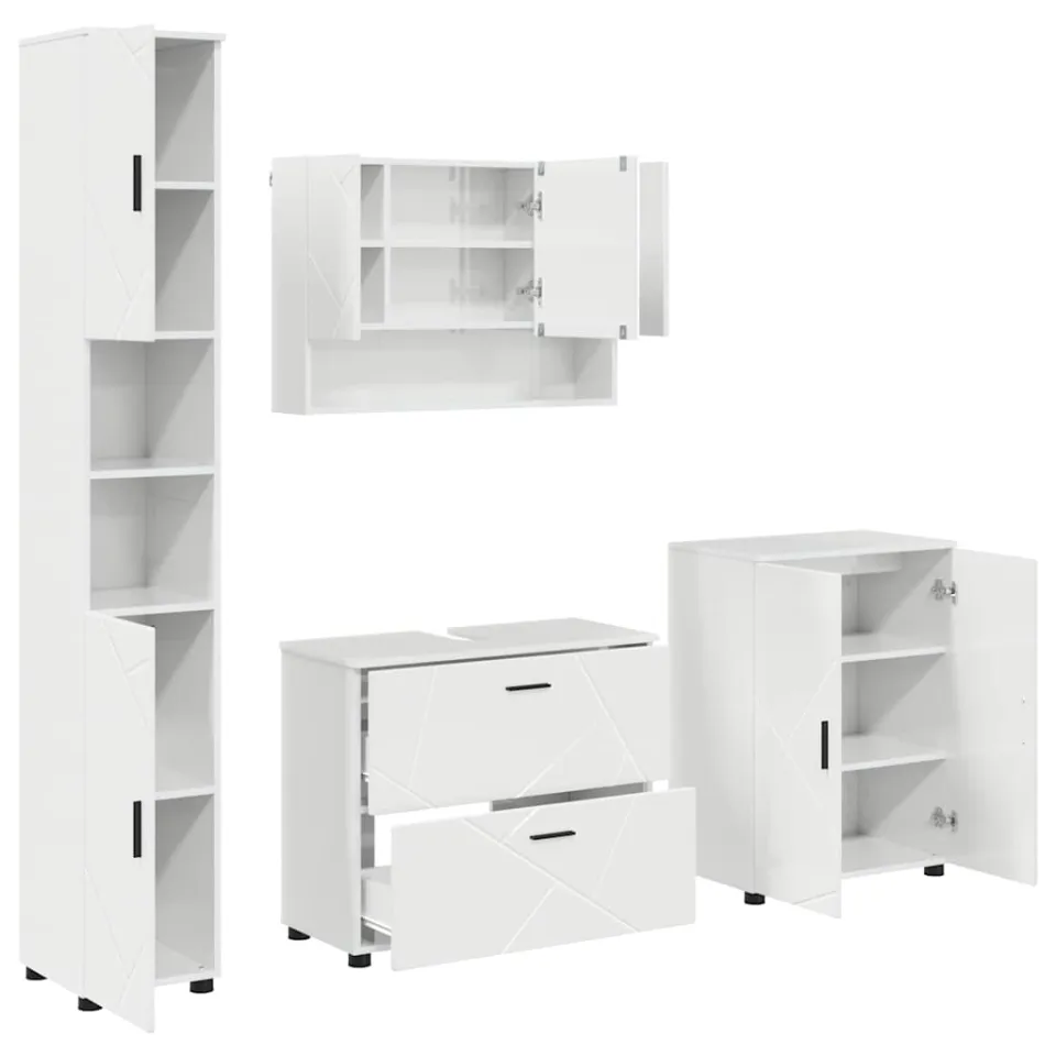 vidaXL Badkamermeubelset 4 st Hoogglans wit 35 x 30 x 192 cm, foto 3