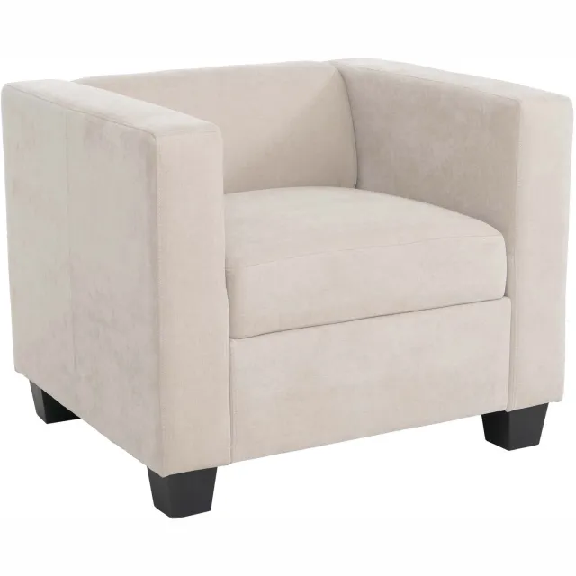 MCW Fauteuil Lille, loungefauteuil, gestoffeerde fauteuil/cocktailfauteuil, Nosag-vering, stof/textiel chenille (260 g/m²) ~ beige