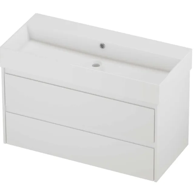 Proline Zara Badmeubelset Porselein Loft Zonder Kraangat 100x46x65 cm Glans Wit Mat Wit