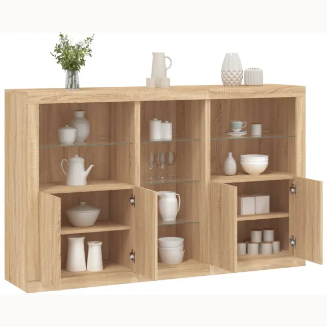 vidaXL Dressoir met LED-verlichting 162x37x100 cm sonoma eikenkleurig Bruin