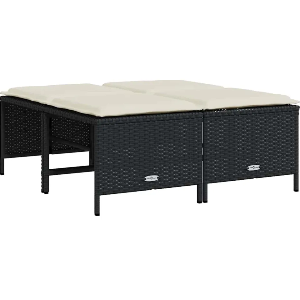 vidaXL Tuinkrukken met kussens 4 st poly rattan zwart, foto 3