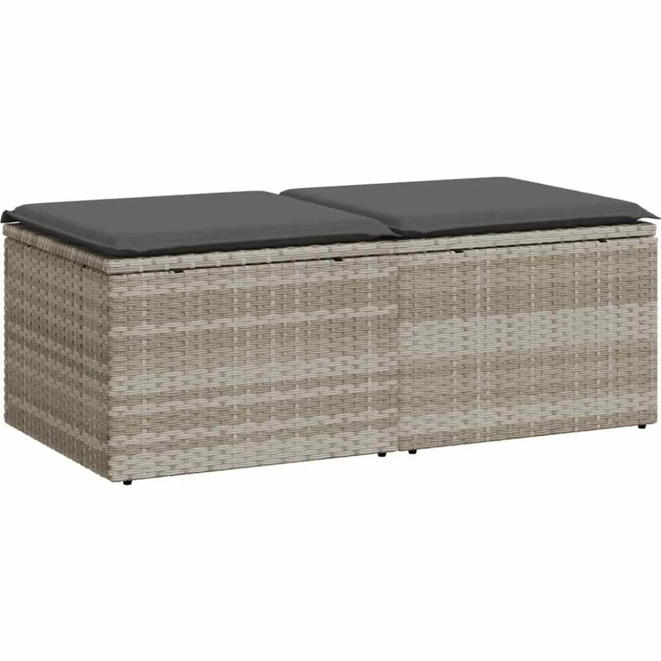 vidaXL 2-delige Loungeset met kussens poly rattan acacia lichtgrijs