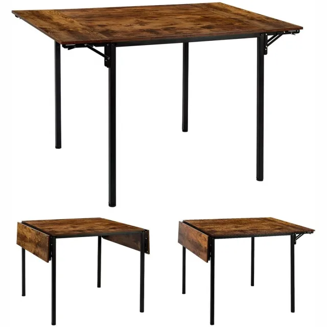 J.T.R Opvouwbare Eettafel met Uitschuifblad – 121x77x76 cm – Industrieel Vintage – Uitschuifbare Keukentafel voor 2 tot 4 Personen – Gate Leg Ontwerp – Bruin/Zwart.