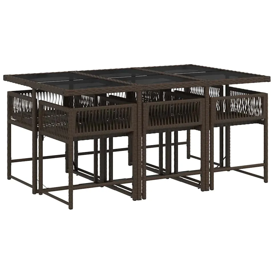 vidaXL 7-delige Tuinset met kussens poly rattan bruin, foto 4