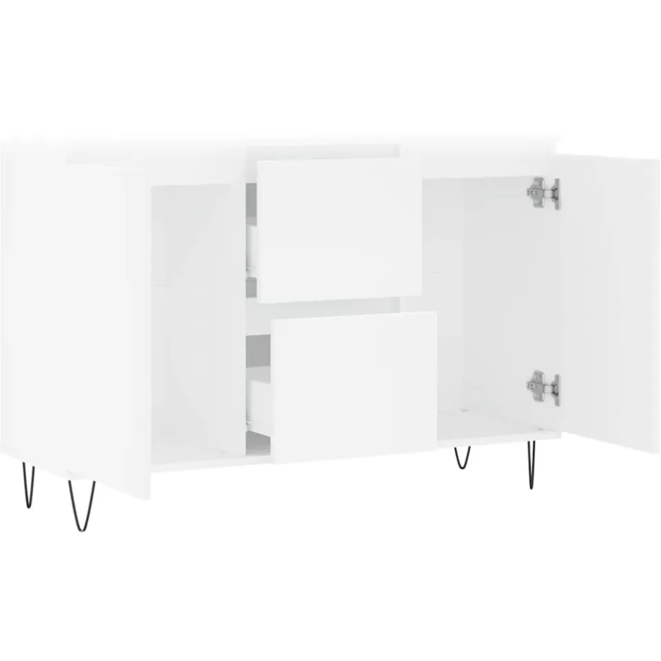 vidaXL Dressoir 101,5x35x70 cm bewerkt hout wit, foto 3