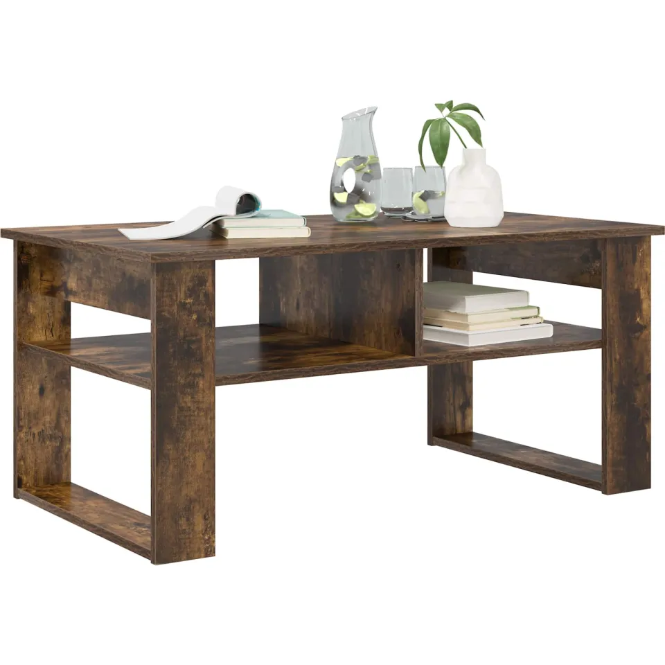 vidaXL Salontafel Gerookt eiken 96 x 54 x 44 cm Bewerkt hout Bruin