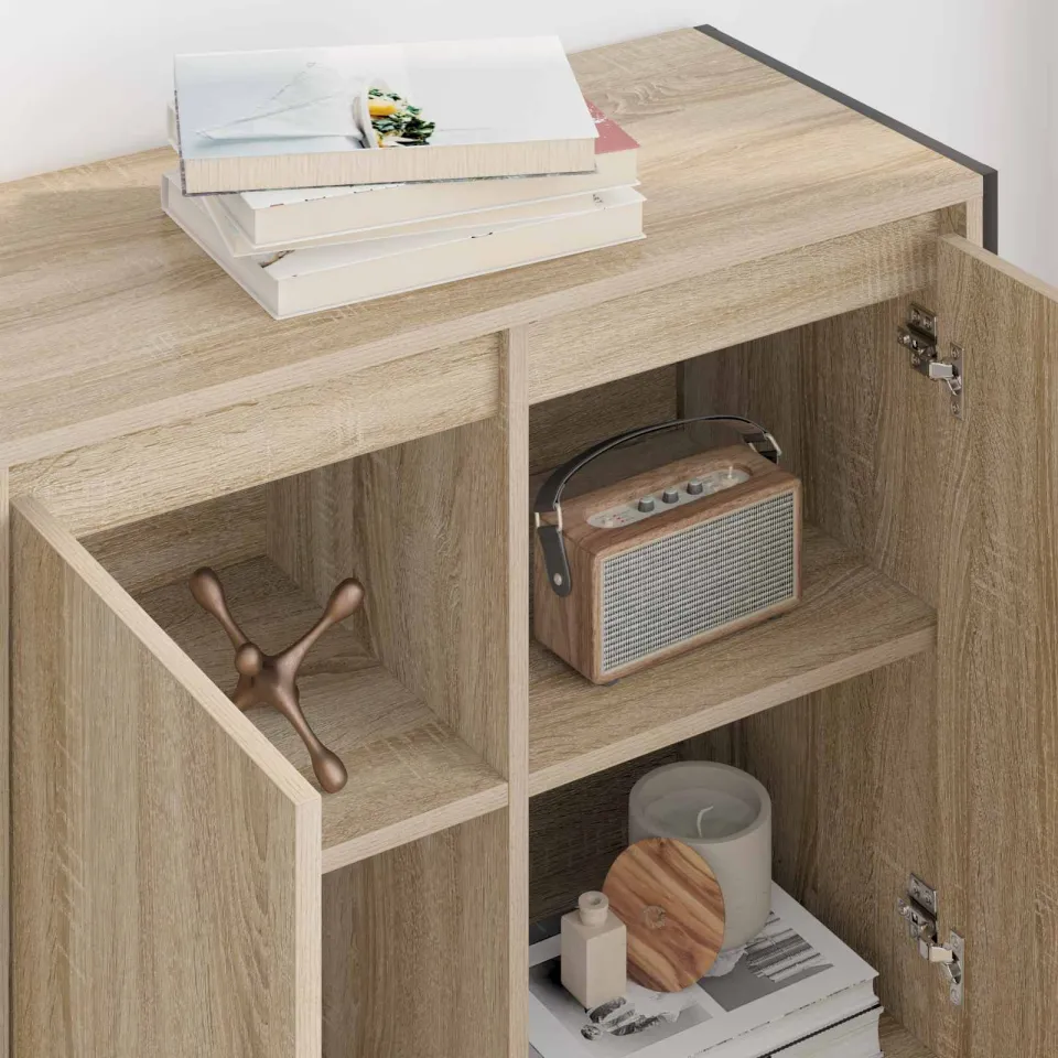 vidaXL Bijzetkast Sonoma Eiken 79 x 36 x 75 cm Bewerkt hout, foto 4