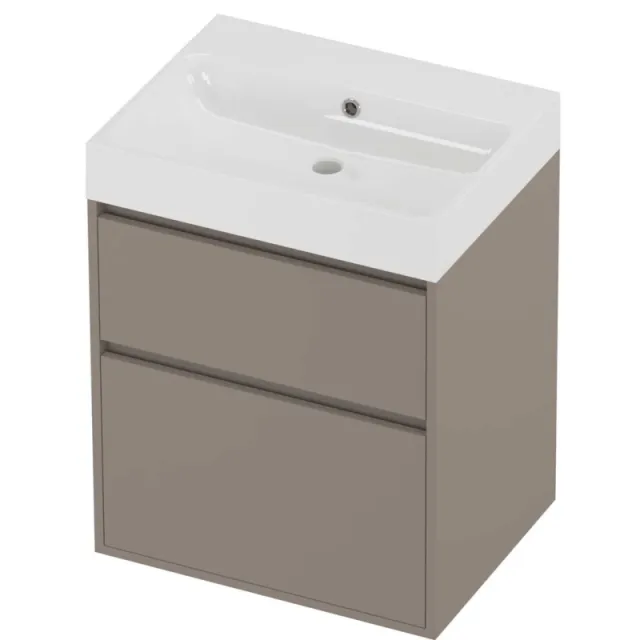 Proline Podium Badmeubelset Polystone Loft 60x46x75 cm Glans Wit Clay Beige