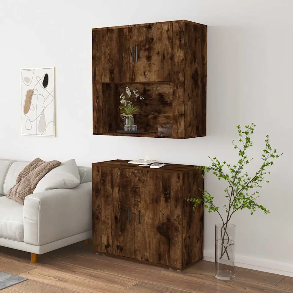 vidaXL Hoge kast bewerkt hout gerookt eikenkleurig, foto 4