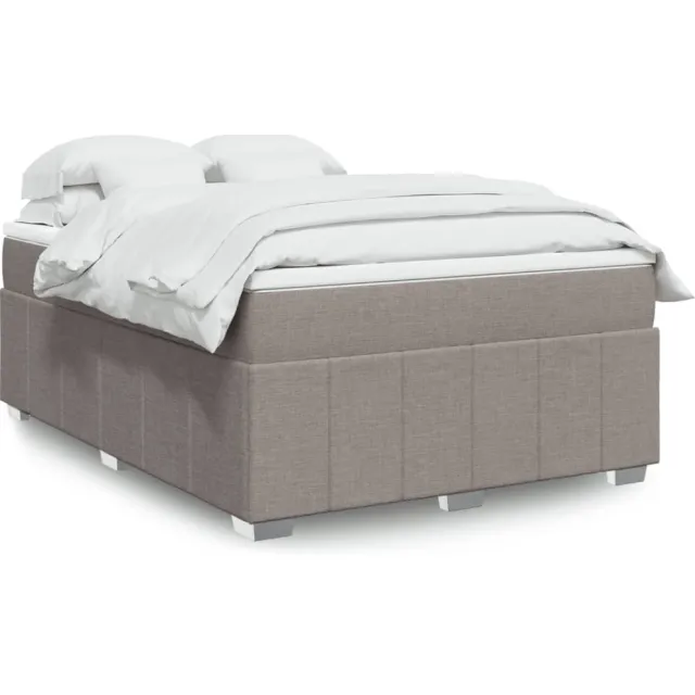 vidaXL Boxspring met matras stof taupe 140x200 cm
