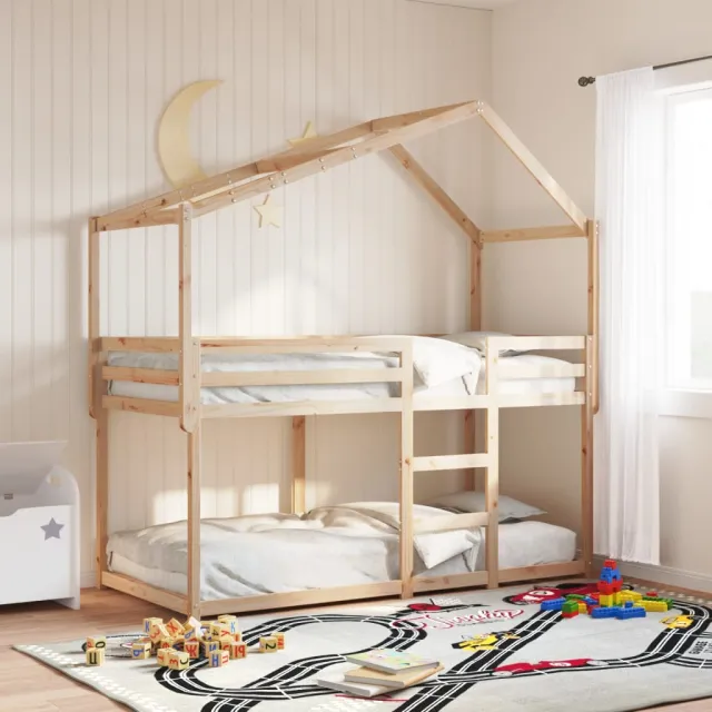 vidaXL Stapelbedframe zonder matras massief grenenhout 90x200 cm bruin