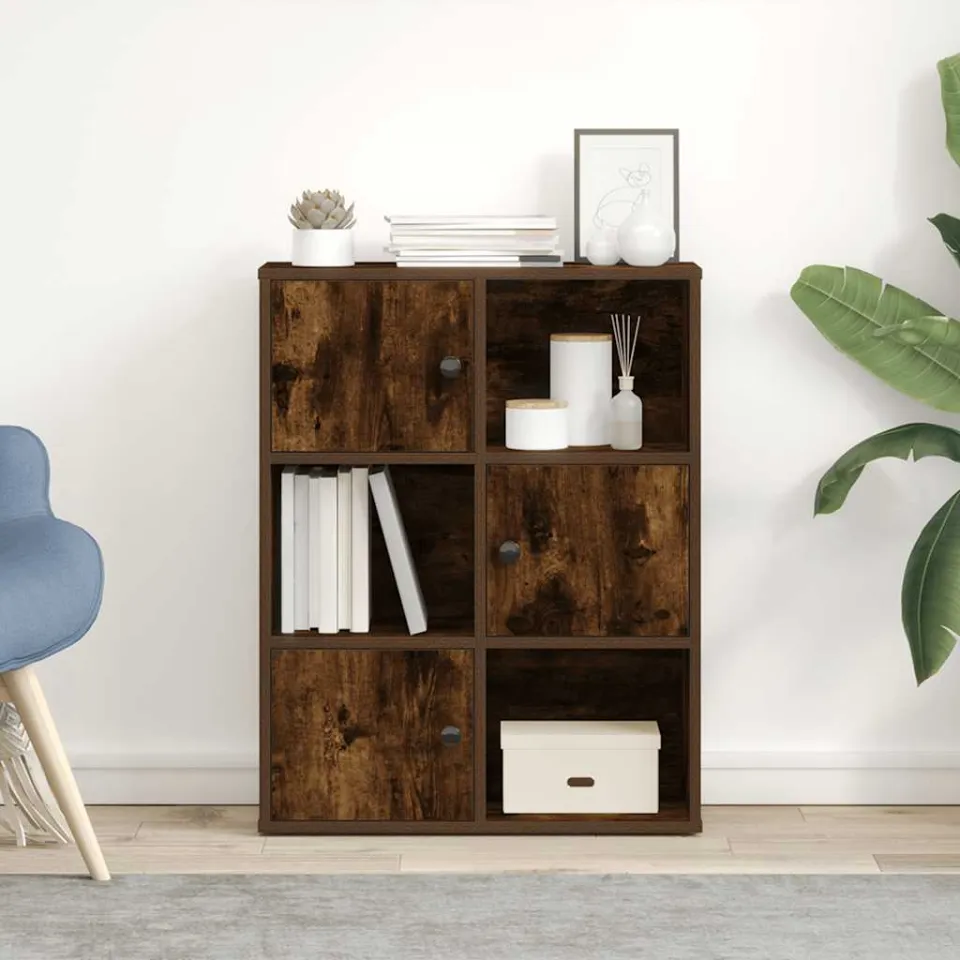 vidaXL Boekenkast 60x24x76,5 cm bewerkt hout gerookt eikenkleurig, foto 2