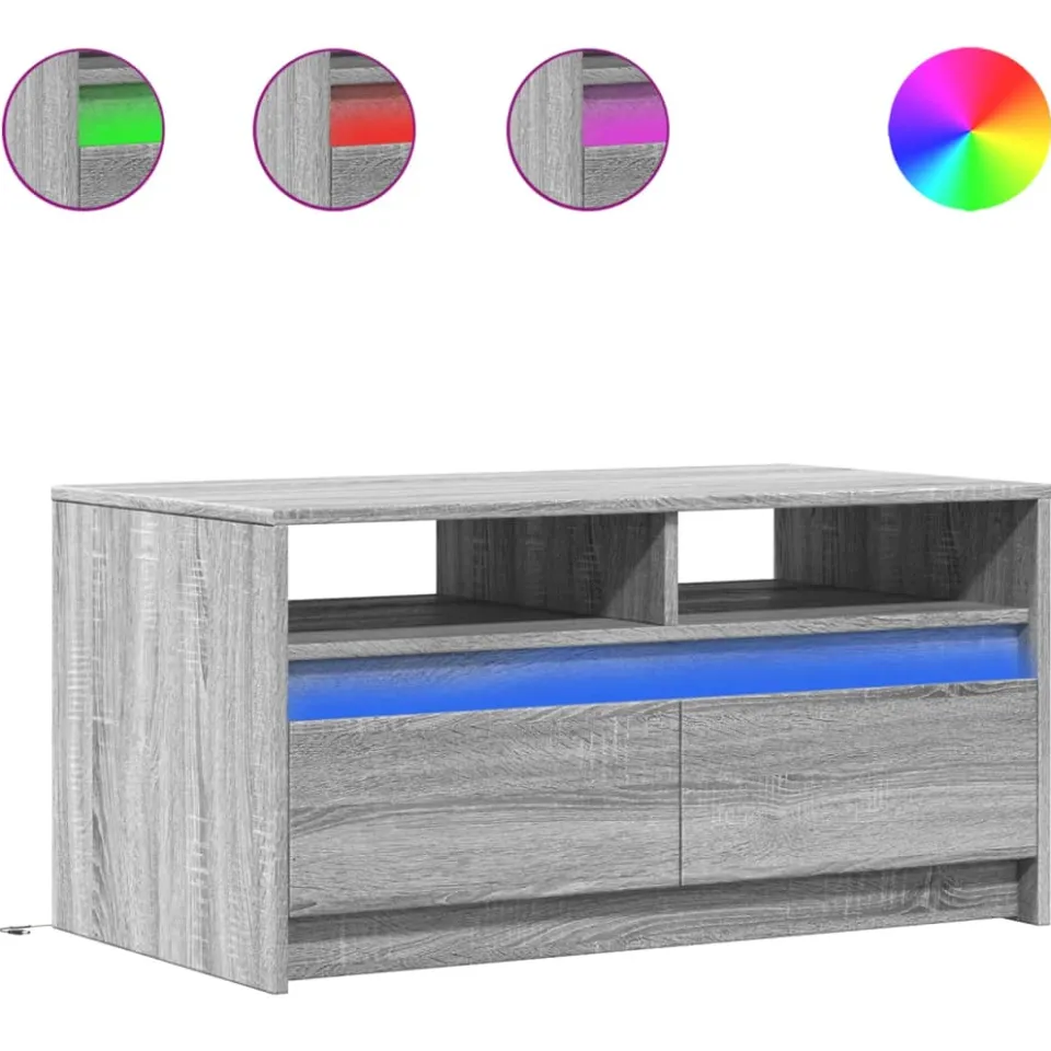 vidaXL Salontafel met LED-verlichting bewerkt hout grijs sonoma eiken