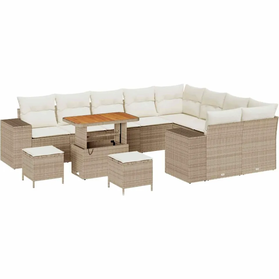 vidaXL Tuin Sofa Set 12 st Beige poly rattan